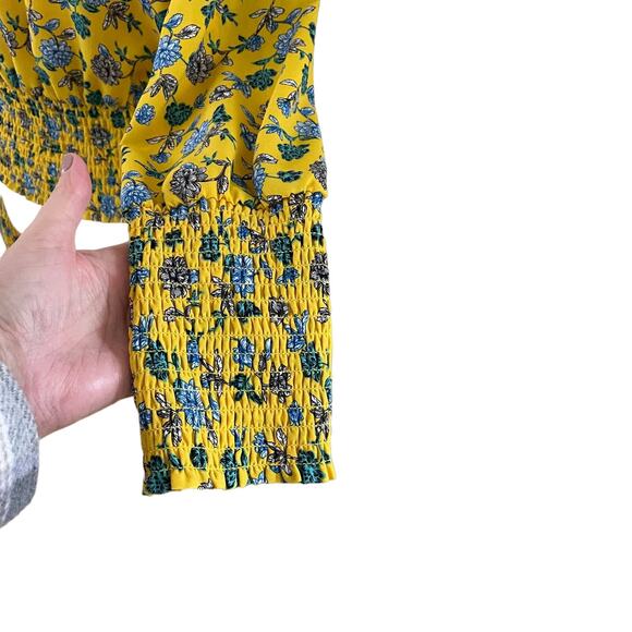 Scripted V-Neck Yellow Floral Blouse Sz L - Picture 3 of 6